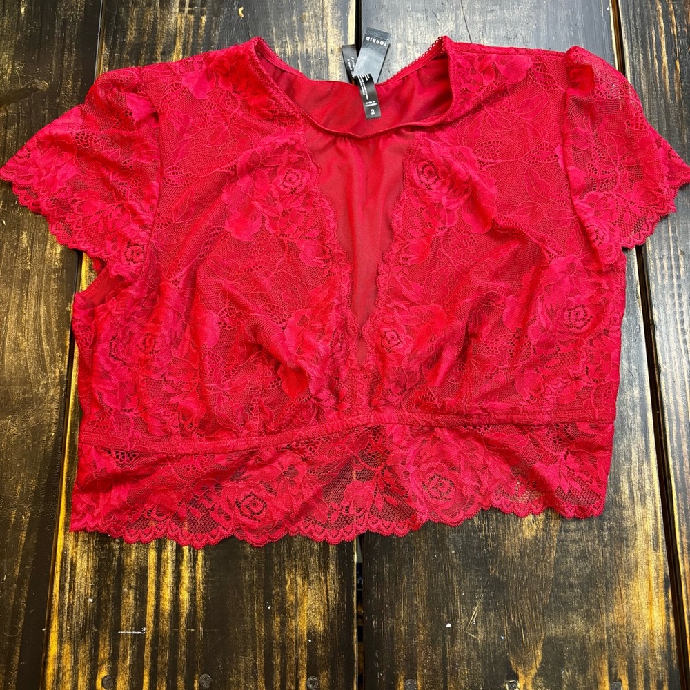 Torrid Red Lace Crop Top